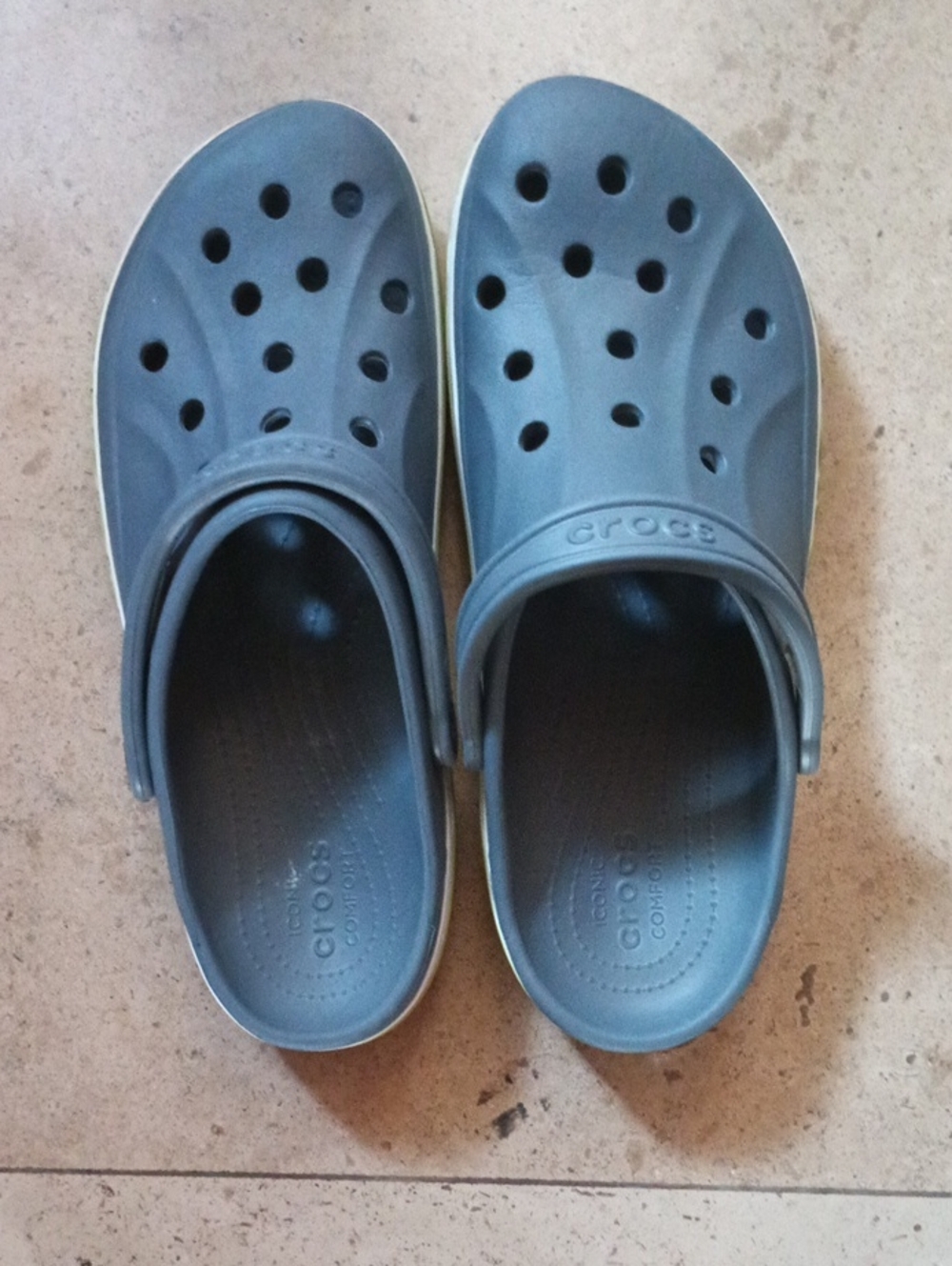 CROCS Kids Classic Clog in Slate Gray with Cream Trim